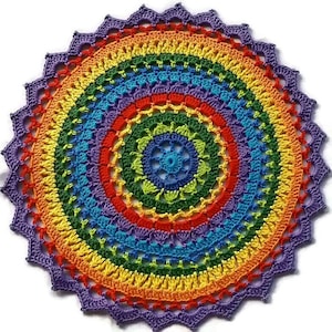 Crochet mandala doily , highly vibrating colors , handmade mandala decoration , boho decor