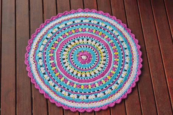 Crocheted Mandala Doily Bright Color Home Decoration Handmade Table Decor