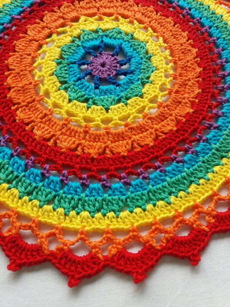 PATTERN Crocheted mandala Rainbow bright color mandala Etsy