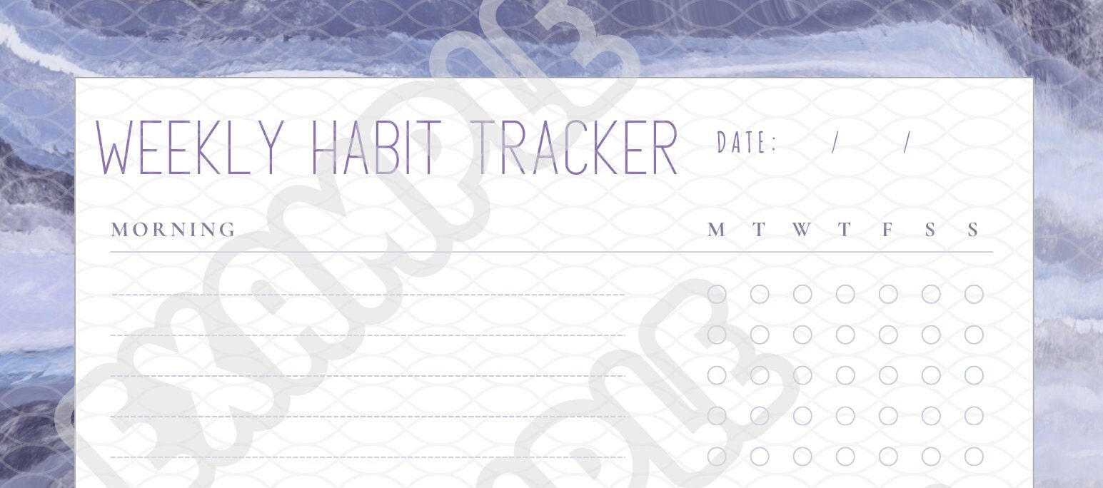 Habit Tracker DIY Planner Printable Digital Copy Purple Marble - Etsy