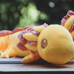 4lbs Weighted Axolotl Plush Portion of Sale Donated to Youth Programs, Recycled Plastic Multicolor Original Authentic Axol and Friends Yellow (4lbs)