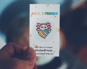 Rainbow Heart Axol Pin