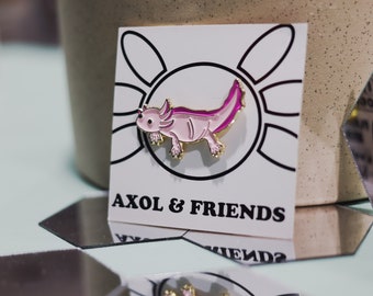 Pink Axolotl Pin - Soft Enamel, Gold