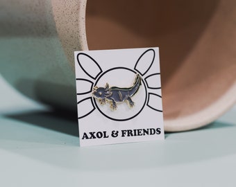 Gray Axolotl Pin - Soft Enamel, Gold