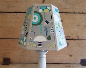 Lively 1960/'s Mushroom Fabric Lampshade