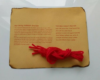 Red String KABBALAH BRACIALETS X5 100% Wool Protection tying instruction+Prayer