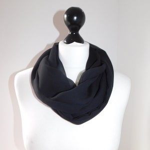 Basic Infinity Scarf Black Sheer Chiffon