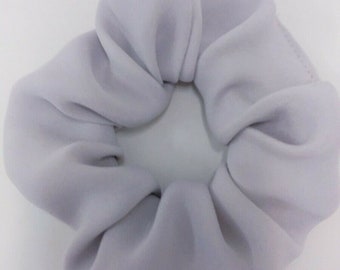 Pure Silk Pearl Grey Mat  Scrunchie Ponytail Holder Elastic