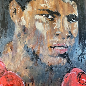 Muhammad Ali coffee art Painting wood boxer fighter unique bar restaurant pub man cave