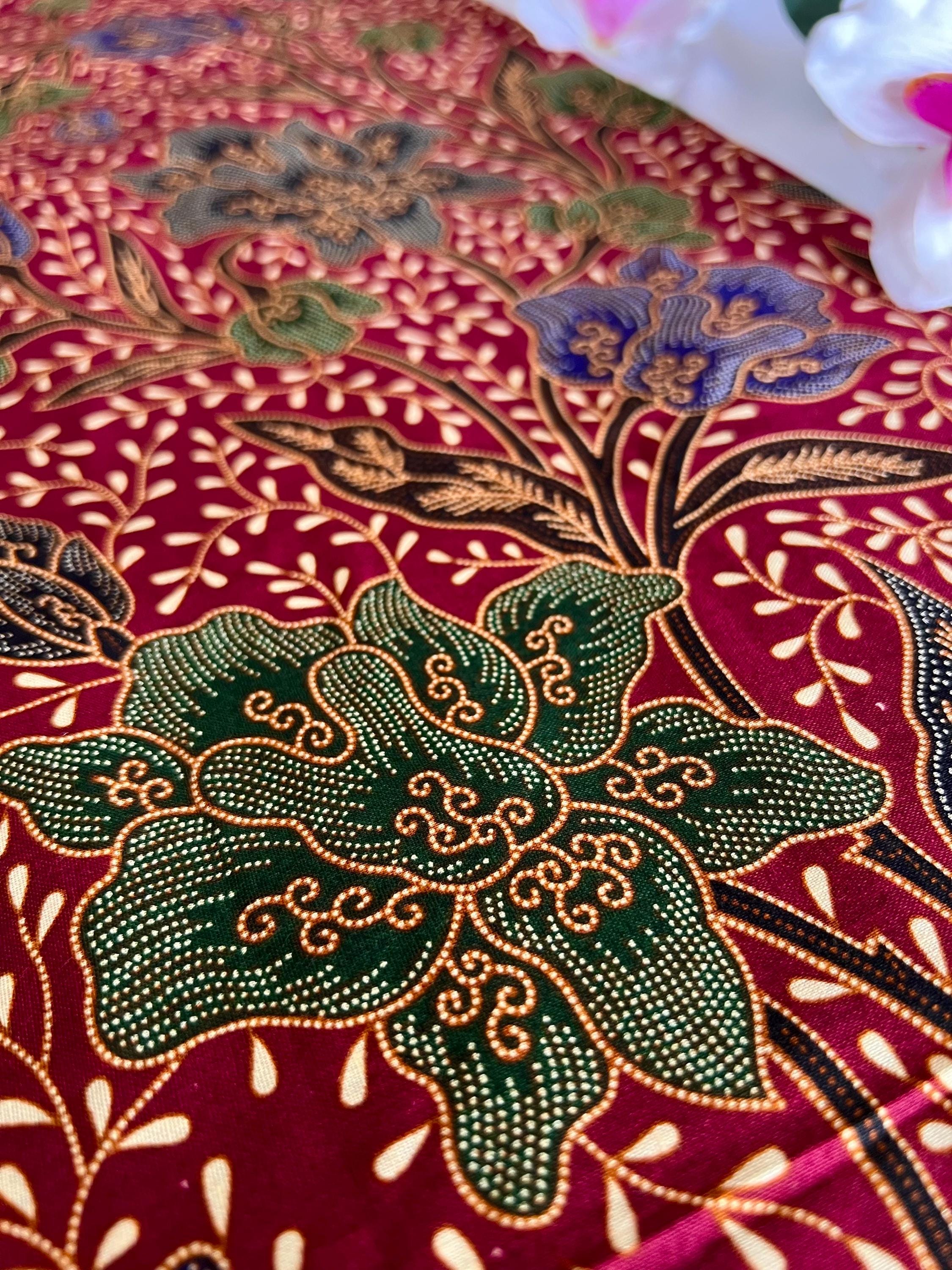 Shahada - Authentic Malaysian Hand Stamped Batik (Maroon)