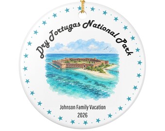 Decorazione in ceramica personalizzabile per il Parco Nazionale di Dry Tortugas / Data di vacanza personalizzata