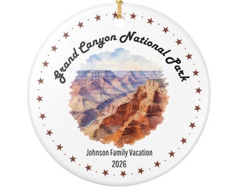 Ornamento del Parco Nazionale del Grand Canyon / Souvenir rotondo in ceramica, personalizzato per le vacanze in famiglia del 2026