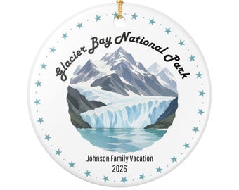 Ornamento natalizio in ceramica del Parco Nazionale di Glacier Bay / Montagna e ghiacciaio