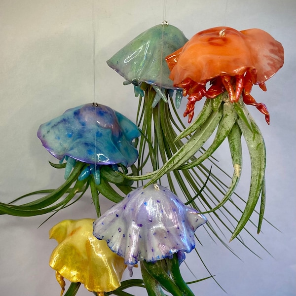 Handmade clay jellyfish air plant holder