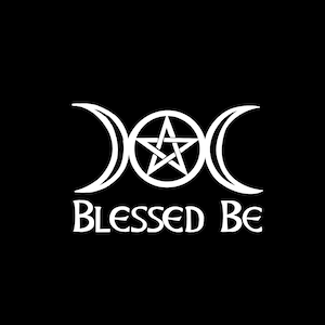 Dreifaltige Mondgöttin Symbol- Blessed Be Vinyl Aufkleber