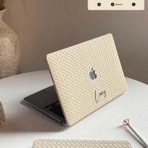 Woven Leather MacBook Hard Case: Milk Tea Cover
