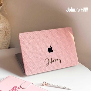 Pink Woven Vegan Leather MacBook Hard Case Cover