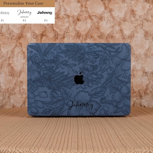 Retro Donkerblauwe Bloem Hard Case Cover voor MacBook Air 13 MacBook Pro 13 14 16 15 Air 13 12 inch MacBook M2 M3 inch Laptop Case