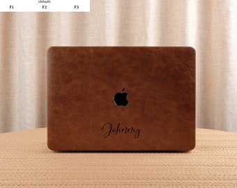 Brown Leather MacBook Hard Case Cover