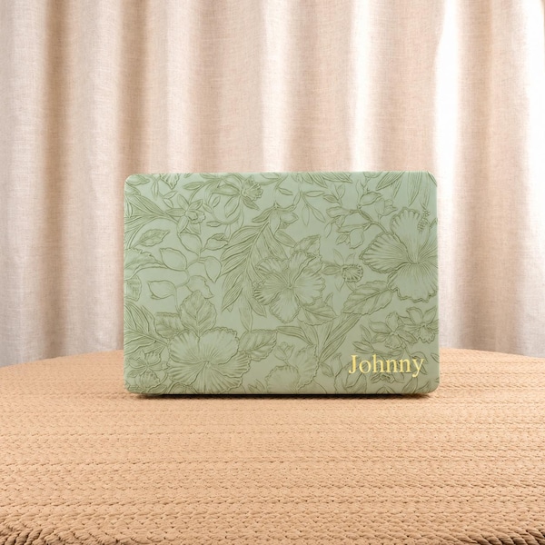 Green Floral MacBook Hard Case Cover