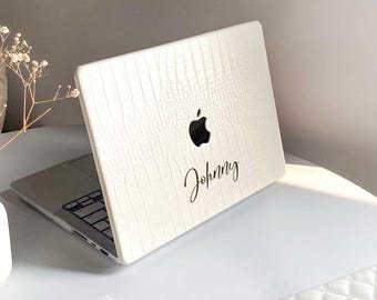 Witte leren MacBook harde hoes