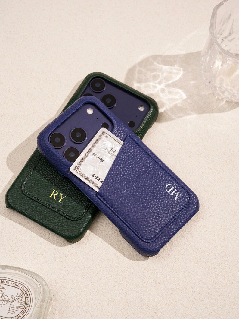 Personalised Vegan Leather Phone 17 Case , Custom iPhone Case 17 Pro Max 16 15 14 13, Phone Cases with Initial, Embossed Monogram on Leather image 8