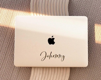 Gepersonaliseerde melkwitte leren MacBook-hoes