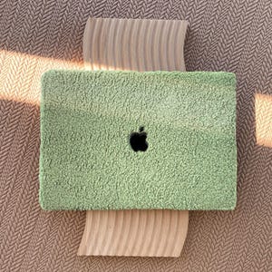 Embroidered Green Fluffy MacBook Hard Case Cover