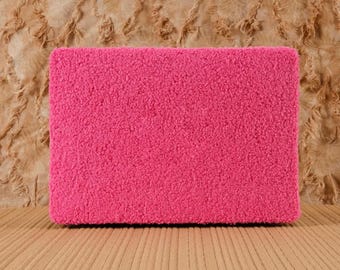 Embroidered Fluffy Dark Pink MacBook Hard Case Cover