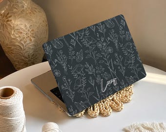 MacBook Air/Proケース：花柄デザイン、ハードプラスチックカバー