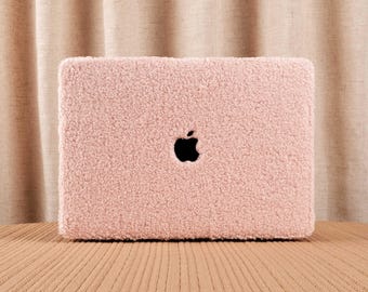 Embroidered Pink Fluffy MacBook Hard Case Cover