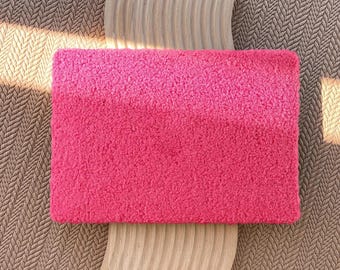 Dark Pink Fluffy MacBook Hard Case Cover: Embroidered Laptop Case