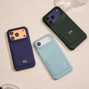 Personalised Vegan Leather Phone 17 Case , Custom iPhone Case 17 Pro Max 16 15 14 13, Phone Cases with Initial, Embossed Monogram on Leather image 5