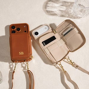 Personalized Crossbody Phone Case for iPhone 17 16 15 14 Pro Max, iPhone Case with Card Slot, Leather Wallet Phone Case, iPhone 13 12 11
