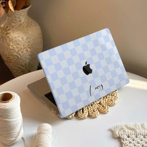 Purple Grid MacBook Hard Case Cover