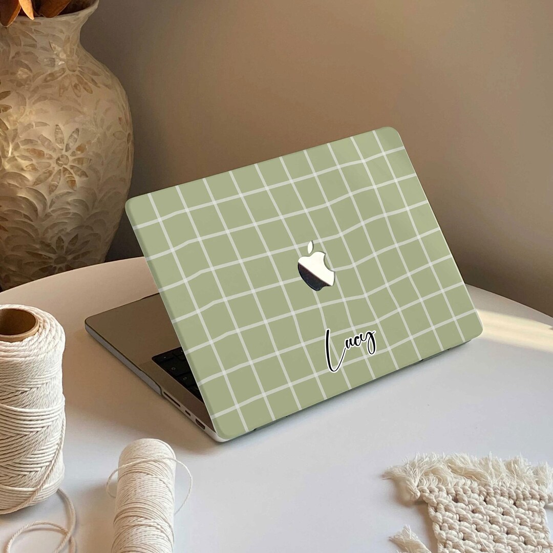 Green Geometric Case Handmade MacBook Case: Green Grid Pattern, Protective Plastic - Etsy