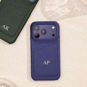 Personalised Vegan Leather Phone 17 Case , Custom iPhone Case 17 Pro Max 16 15 14 13, Phone Cases with Initial, Embossed Monogram on Leather image 4