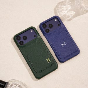 Personalised Vegan Leather Phone 17 Case , Custom iPhone Case 17 Pro Max 16 15 14 13, Phone Cases with Initial, Embossed Monogram on Leather image 11