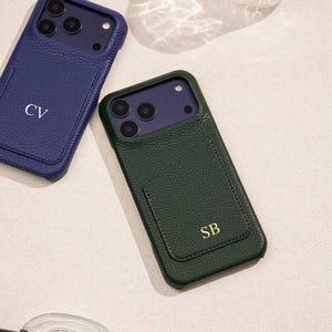 Personalised Vegan Leather Phone 17 Case , Custom iPhone Case 17 Pro Max 16 15 14 13, Phone Cases with Initial, Embossed Monogram on Leather image 12