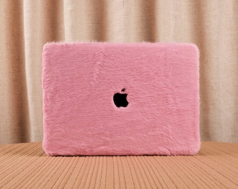 Embroidered Pink Fluffy MacBook Hard Case Cover