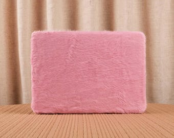 Embroidered Pink Fluffy MacBook Hard Case Cover