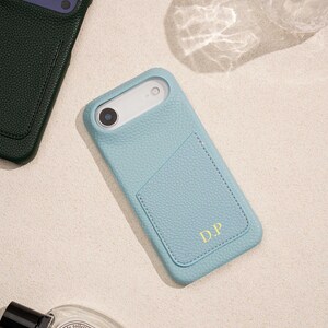 Personalised Vegan Leather Phone 17 Case , Custom iPhone Case 17 Pro Max 16 15 14 13, Phone Cases with Initial, Embossed Monogram on Leather image 7