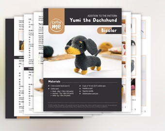 ダックスフンドのユミの編み図 | セーターを着たあみぐるみ犬 PDF