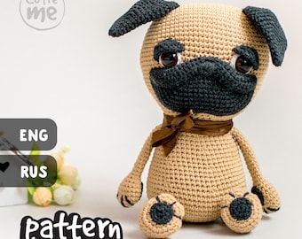 PATTERN Garik the Pug. PDF crochet dog pattern, funny crochet pug