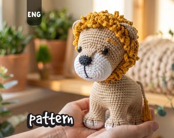 Myron the Lion | Crochet Pattern, Amigurumi PDF Tutorial (7in / 18cm)