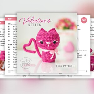 PATTERN Valentine's Kitten. PDF amigurumi crochet Cat toy pattern image 4