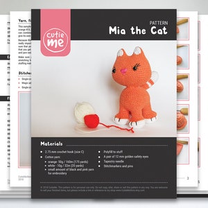 PATTERN: Mia the Cat. Amigurumi Cat Pattern , tiny crochet pattern, miniature amigurumi pattern, crochet stuffed animal pattern, stuffed cat image 6