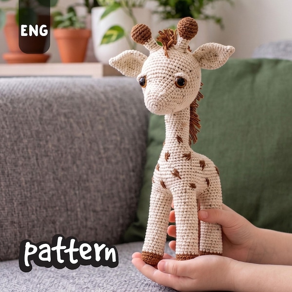 Baton the Giraffe CROCHET PATTERN | Large 14 inch Amigurumi PDF | Easy Cute Crochet Animal