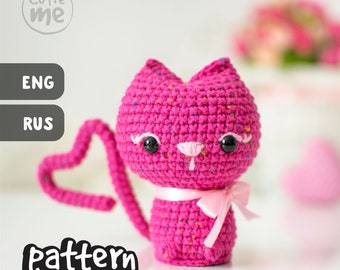 PATTERN Valentine's Kitten. PDF amigurumi crochet Cat toy pattern