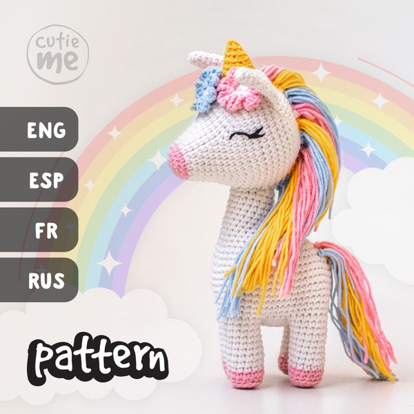 MODELLO Lucy l'Unicorno. Schema PDF per unicorno all'uncinetto, Unicorno Amigurumi